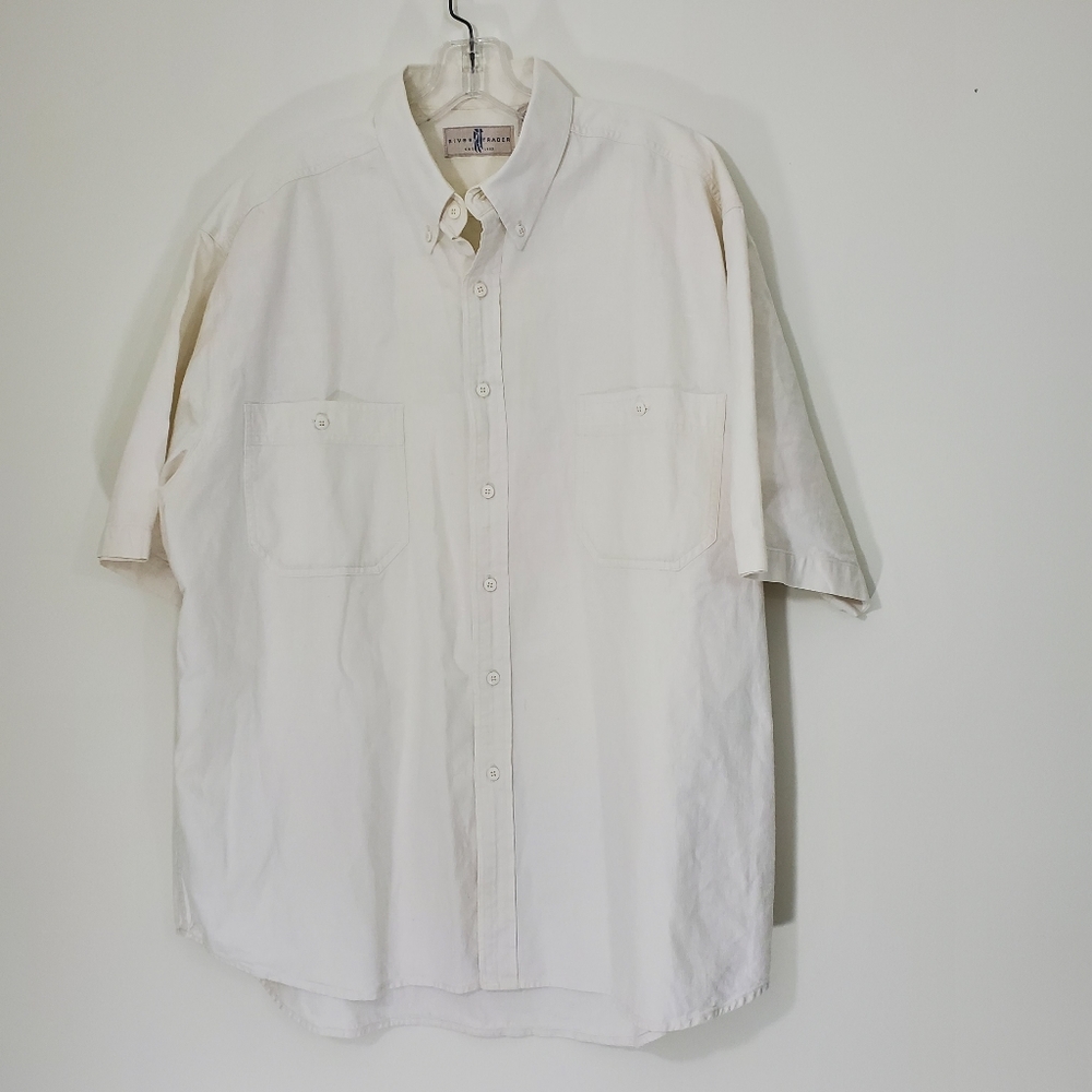 River Trader Vintage Cream Linen Shirt, Size XL
